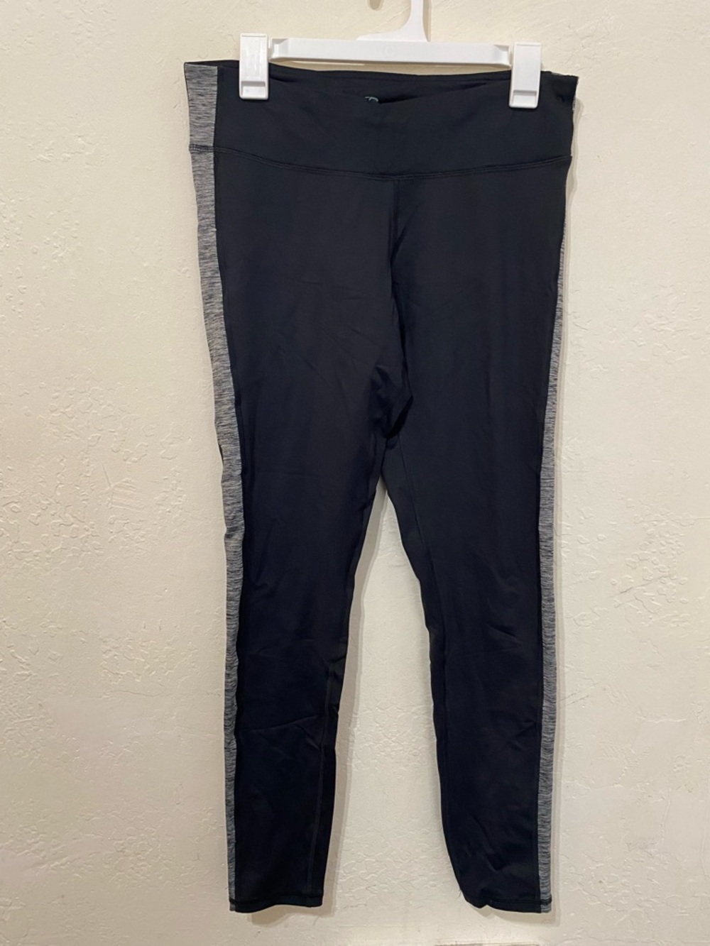 Champion Black High Waist Leggings Gray Side Stripe Size L
